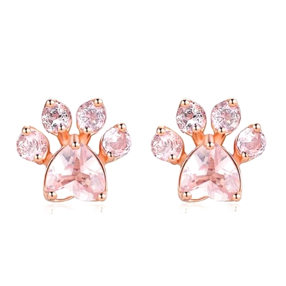 Svetlana Jewelry - 14k Gold Plated Pink Paws Earrings